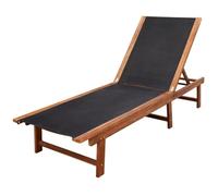 Chaise longue Bois d acacia solide et textilène