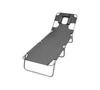 Chaise longue en acier L. 189 cm H. 27 cm gris non empilable pliable