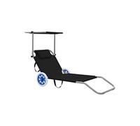 Chaise longue en acier L. 63 cm noir H. 55 cm non empilable pliable