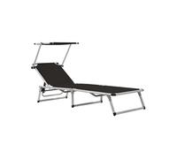 Chaise longue en aluminium H. 25.5 cm L. 186 cm noir non empilable pliable
