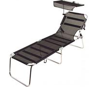 Chaise longue en aluminium noir avec protection solaire Chaise longue de jardin Chaise longue de terrasse