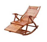 Chaise longue en bambou, chaise à bascule pliable en bois, chaises longues de soleil, chaises à bascule de patio pour adultes et personnes âgées, avec accoudoir et coussin de massage des pieds