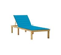 Vidaxl Chaise Longue Avec Coussin Bleu Bois De Pin Imprégné