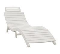Chaise longue en bois d'acacia - Blanc - 184 x 55 x 64 cm - Lit de jardin durable pour terrasse et jardin - Délavé pour une détente élégante