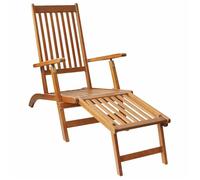 Chaise De Deck Extérieure Et Repose-Pieds Dossier Ajustable 5 Positions Bois D'acacia Solide Multicolore