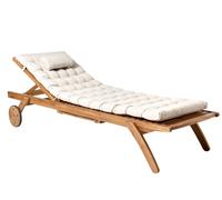 Chaise Longue en Bois d'Acacia Transat Terrasse Patio Incurvé avec Coussin