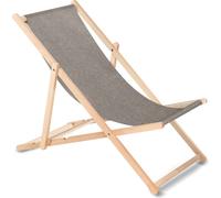 Chaise longue en bois de hêtre sans accoudoirs Bain de soleil de jardin 110kg gris chiné