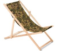 Chaise longue en bois de hêtre sans accoudoirs Chaise longue de jardin 110kg camouflage vert
