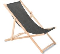 Chaise longue en bois de hêtre sans accoudoirs Chaise longue de jardin 110kg noir melange