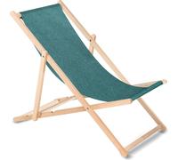 Chaise longue en bois de hêtre sans accoudoirs Chaise longue de jardin 110kg Turquoise melange