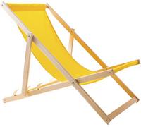 Chaise longue en bois de hêtre Woodok Chaise de plage Chaise longue de jardin pour la plage, le jardin, le balcon et la terrasse Chaise longue pliable jusqu'à 120kg Jaune