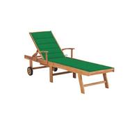 Chaise longue en bois de teck solide avec dossier réglable - - 3063011