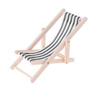 Chaise longue en bois rayée pour maison de poupée 1/12 meubles miniatures à rayures noires