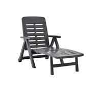 Chaise longue en resine H. 96 cm L. 189 cm gris non empilable pliable