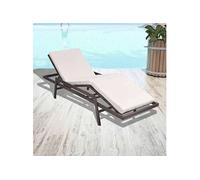 vidaXL Chaise Longue avec Coussin Transat de Patio Bain de Soleil de Jardin Chaise Longue d'Extérieur Terrasse Plage Résine Tressée Marron