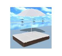 Vidaxl Chaise Longue D'extérieur Avec Parasol Résine Tressée Marron Marron