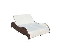 Chaise longue en resine tressee L. 200 cm beige H. 45 cm non empilable non pliable