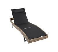 Chaise longue en rotin anti-UV Coussin de tête amovible marron naturel
