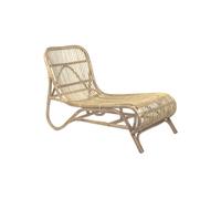 Chaise longue en rotin beige, cannelé verni, relax, bas sur pieds - Pomax, Kim - 118x66x77 cm