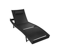 Bain de soleil - TECTAKE - Chaise longue en rotin de jardin MOANA dossier réglable en 6 positions coussin amovible - Noir