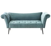 Chaise Longue en Velours 2 Places Meuble de Salon Bureau Chambre Capitonné Bleu