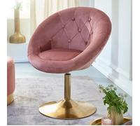 FineBuy Chaise Longue Velours Rose Fauteuil Club Tournante Salon Ajustable | Fauteuil Pivotant Tissu | Fauteuil de Bar Rembourrée
