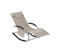 Chaise longue - TECTAKE - Fauteuil détente de jardin TAYA ergonomique avec balancement doux et accoudoirs incurvés mousse - Beige
