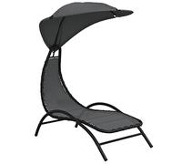Chaise longue et auvent gris foncé 167x80x195 cm tissu et acier