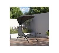 Chaise longue et auvent gris foncé 167x80x195 cm tissu et acier
