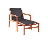 Chaise longue - Eucalyptus solide et textilène - Noir