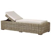Chaise Longue Extérieur Boho Traditionnel Dossier Ajustable en Rotin Naturel ave