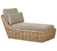 Chaise Longue Extérieur Boho Traditionnel en Rotin Naturel avec 3 Coussins Taupe