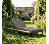 Chaise Longue Extérieure Patio, Canapé-Lit Inclinable Imperméable Multifonctionnel avec Étagères, Côté Gauche
