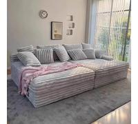 Chaise longue extra large en velours, siège profond, coin lecture confortable, pour chambre à coucher, salon et bureau - beige, 220 x 170 x 80 cm, élégante et confortable
