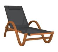 Chaise longue/Fauteuil long - CLARENCE® - Bain de Soleil simple - 1 PLACE - avec coussin gris textilène/bois massif peuplier 98296