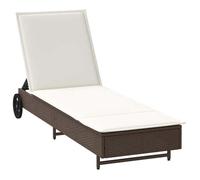 Chaise longue/Fauteuil long - CLARENCE® - Bain de Soleil simple - 1 PLACE - avec roues et coussin marron résine tressée 97768