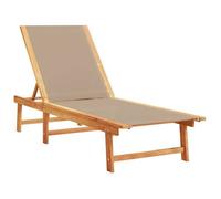 Chaise longue/Fauteuil long - CLARENCE® - Bain de Soleil simple - 1 PLACE - taupe bois d'acacia solide et textilène 16029