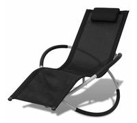 Chaise Longue Géométrique d'Extérieur Acier Noir et Gris Transat vidaXL