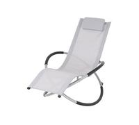 ECD Germany Chaise Longue Géométrique Gris Clair avec Cadre en Acier Appui-tête Pliable Gris