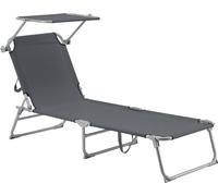 Chaise longue 'Getaria' avec toit solaire réglable Structure en acier 189 x 57 x 28 cm Gris foncé