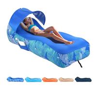 Chaise Longue Gonflable avec Design Unique de Pare-Soleil, lit de Plage Gonflable avec Oreiller, canapé Gonflable imperméable, Chaise de Camping, hamac pour randonnée, Jardin, Voyage, Plage, Parc