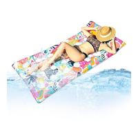 Chaise longue gonflable pour piscine avec impression de feuilles tropicales | Avec appui-tête en PVC, flotteur de piscine rempli d'air pour fête en lac et bain de soleil en été, pour homme et femme