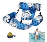 Chaise Longue Gonflable pour Piscine, Fauteuil Flottant pour Adultes, transat Gonflable élégant, bouée de Natation, Jouet Flottant pour l'eau (Bleu + Pompe à air B)