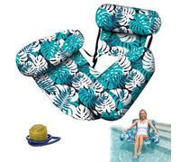 Chaise Longue Gonflable pour Piscine, Fauteuil Flottant pour Adultes, transat Gonflable élégant, bouée de Natation, Jouet Flottant pour l'eau (Vert + Pompe à air B)