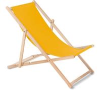 Chaise longue - GREEN BLUE - Pliable - Dossier réglable - Jaune - Bois de hêtre
