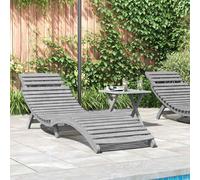 Chaise longue gris 184x55x64 cm bois massif d'acacia bain de soleil vidaXL