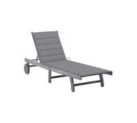 Chaise longue gris en acacia H. 30 cm L. 200 cm non pliable