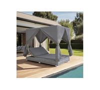 Chaise longue gris en resine tressee L. 197 cm H. 180 cm non empilable non pliable