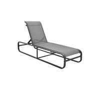 vidaXL Chaise longue en aluminium et textilène H. 36 cm L. 200 cm non pliable, non empilable Gris G