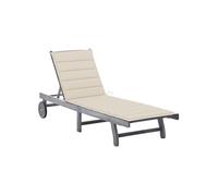 Chaise longue gris L. 200 cm en acacia H. 30 cm non pliable
